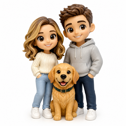 Custom Human & Pet 3D Figurine from Photo | Personalized Pet Lover Gift