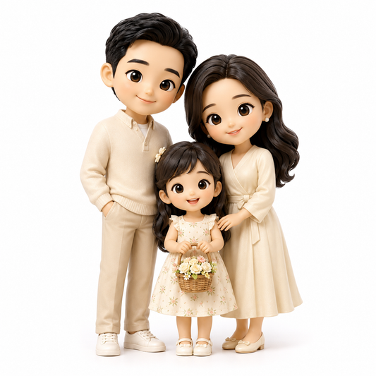 Custom Family 3D Figurine from Photo | Personalized Family Gift