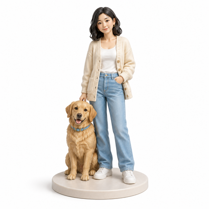 Custom Human & Pet 3D Figurine from Photo | Personalized Pet Lover Gift