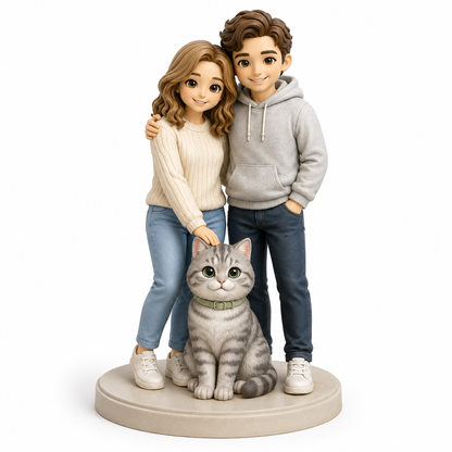 Custom Human & Pet 3D Figurine from Photo | Personalized Pet Lover Gift