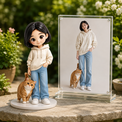 Custom Human & Pet 3D Figurine from Photo | Personalized Pet Lover Gift