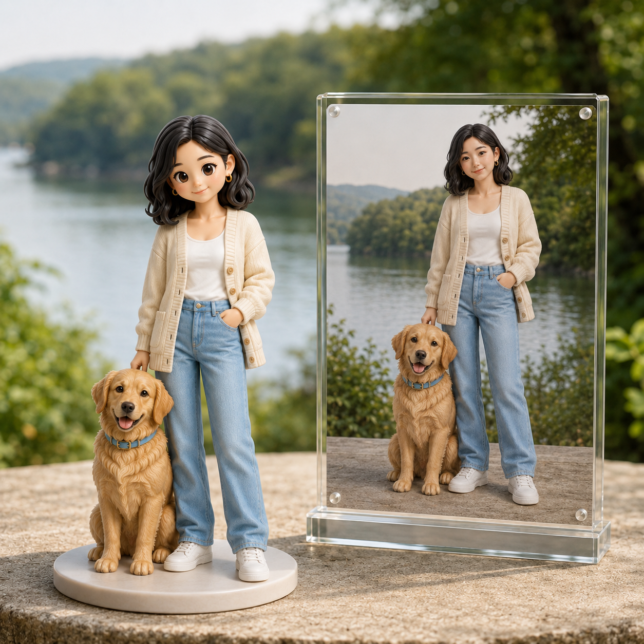 Custom Human & Pet 3D Figurine from Photo | Personalized Pet Lover Gift