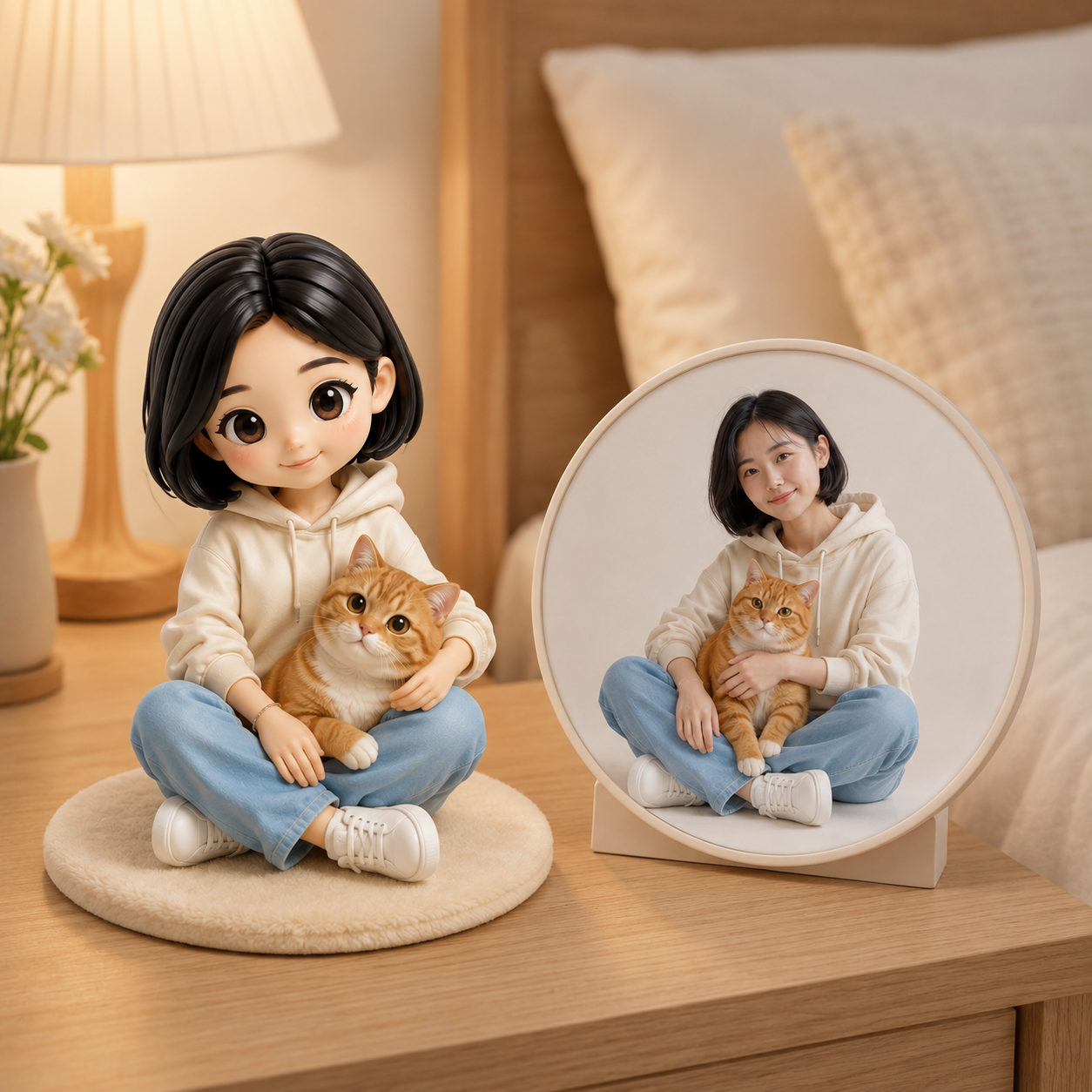 Custom Human & Pet 3D Figurine from Photo | Personalized Pet Lover Gift