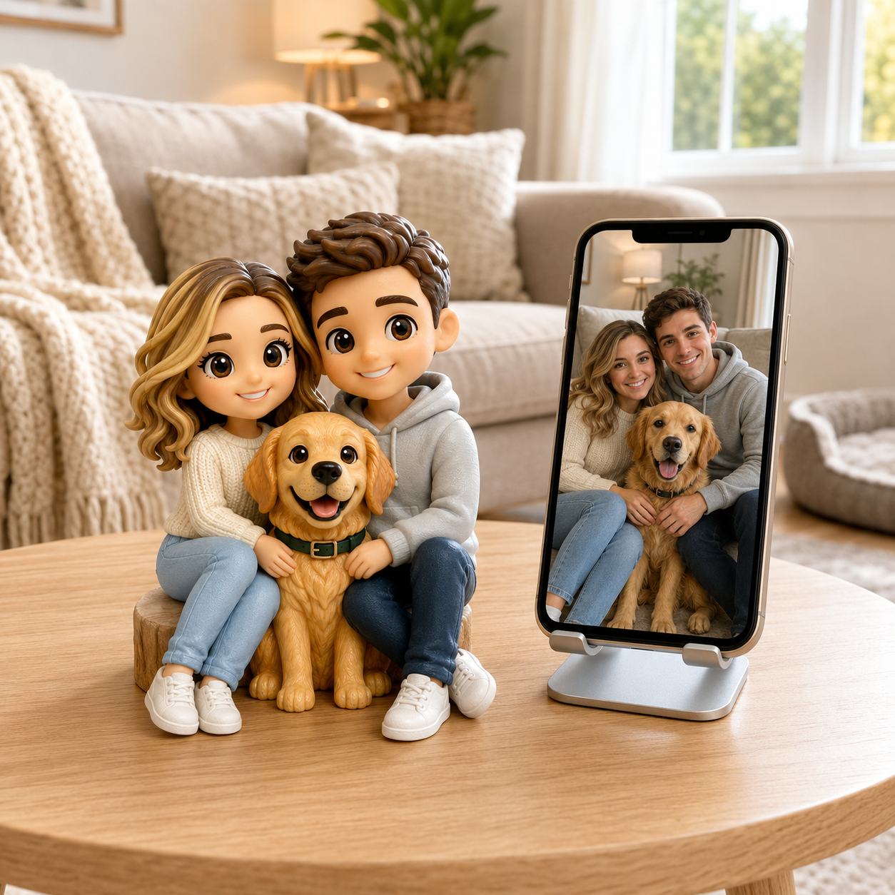 Custom Human & Pet 3D Figurine from Photo | Personalized Pet Lover Gift
