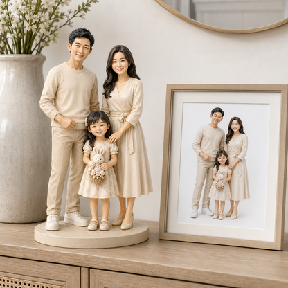 Custom Family 3D Figurine from Photo | Personalized Family Gift