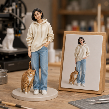 Custom Human & Pet 3D Figurine from Photo | Personalized Pet Lover Gift