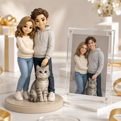 Custom Human & Pet 3D Figurine from Photo | Personalized Pet Lover Gift