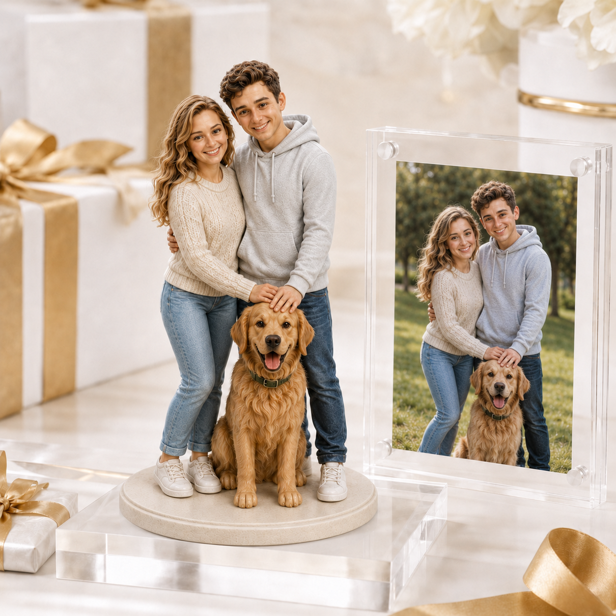 Custom Human & Pet 3D Figurine from Photo | Personalized Pet Lover Gift