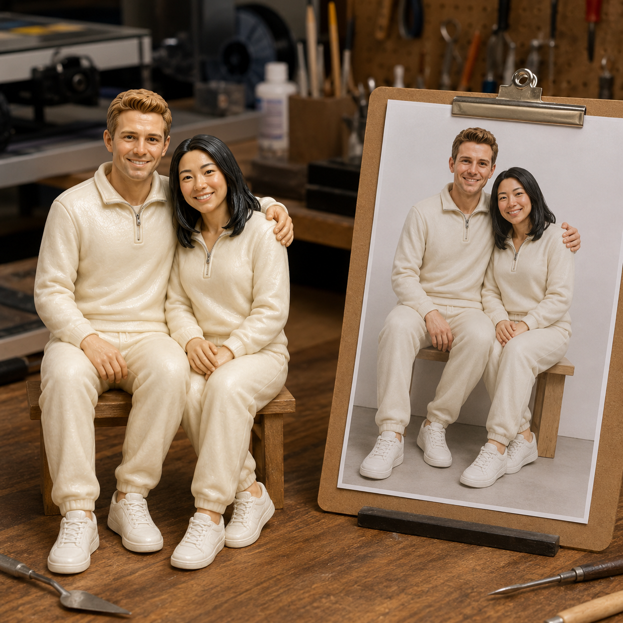 Custom Couple 3D Figurine from Photo | Personalized Couple Gift