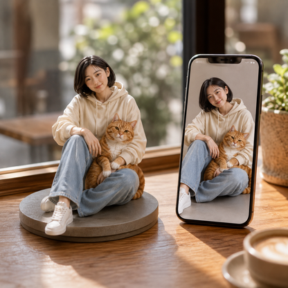 Custom Human & Pet 3D Figurine from Photo | Personalized Pet Lover Gift